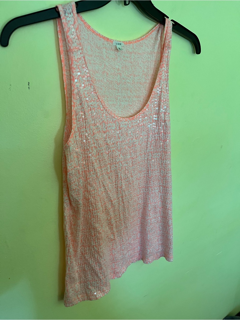 J. Crew Light Coral and White Sequin Scoop Neck Tank